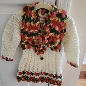 Crochet Dress With Multicolor Knit Cardigan 12-18 Months